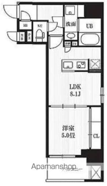 ＰＥＡＫＳ神田[1LDK/35.74m2]の間取図