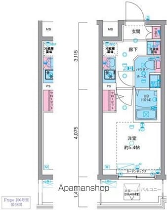 ＧＥＮＯＶＩＡ天王台[1K/20.88m2]の間取図