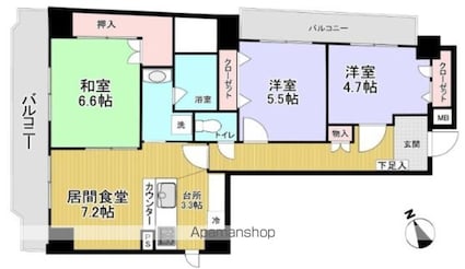 マルソ松が谷[3LDK/67.37m2]の間取図
