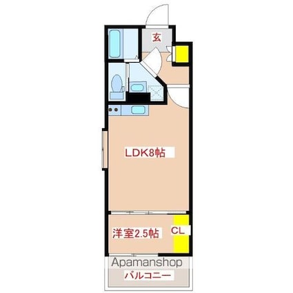弥生１丁目マンション[1LDK/26.1m2]の間取図
