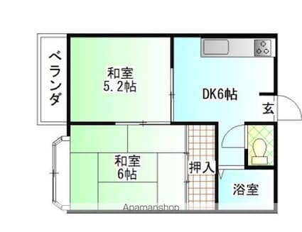 エスポワールＣ[2DK/39.74m2]の間取図