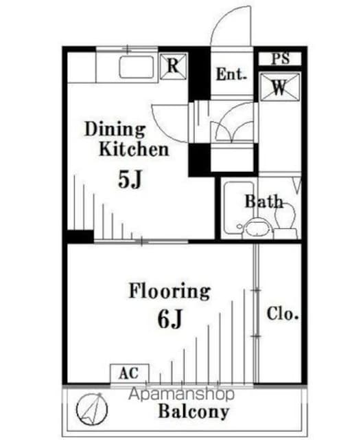 東京都世田谷区上用賀５丁目[1DK/33.08m2]の間取図