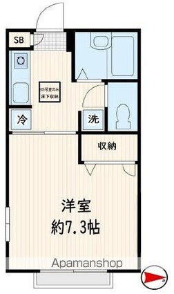 メゾンローズ[1K/24.5m2]の間取図