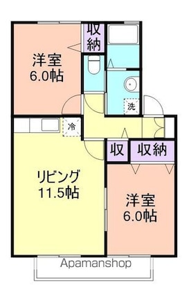 ラフィーネ西浜[2LDK/58.6m2]の間取図