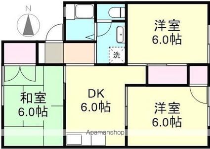 岡山県倉敷市福島[3DK/53.87m2]の間取図