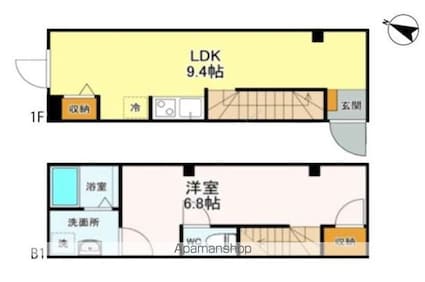 Ｌａｕｌｅ’ａ三軒茶屋[1LDK/40.04m2]の間取図