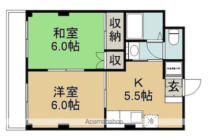 レジデンス若葉[2K/38.88m2]の間取図