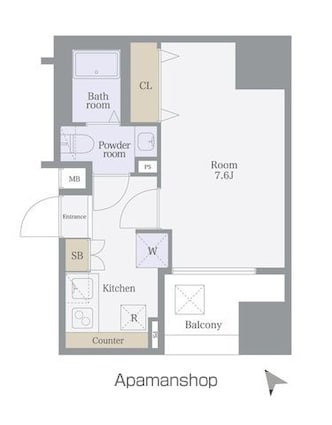 アイルプレミアム千駄木[1K/25.31m2]の間取図