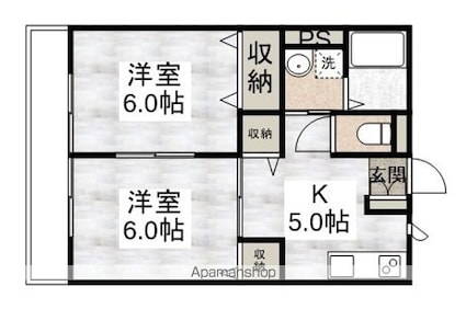 シャトーシャルマンⅡ[2K/40.32m2]の間取図