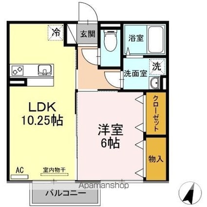 アンシャンテ[1LDK/40.84m2]の間取図