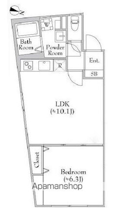東京都杉並区和泉１丁目[1LDK/37.52m2]の間取図