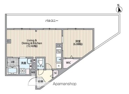 エルファーロ笹塚Ⅲ[1LDK/41.9m2]の間取図