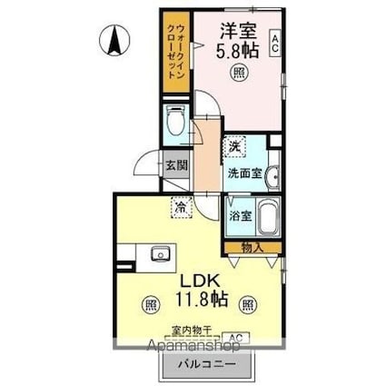 レザン倉敷[1LDK/43.41m2]の間取図