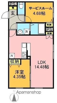 東京都世田谷区代田４丁目[1SLDK/50.44m2]の間取図