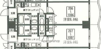 フォーシーズンズ・八柱[1K/26.95m2]の間取図