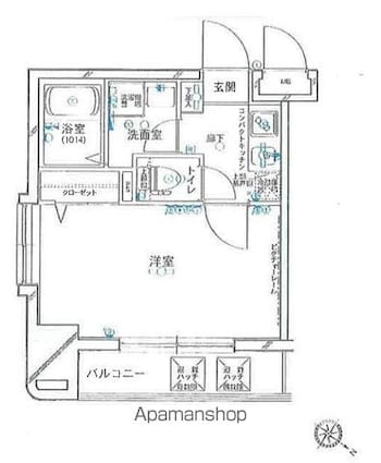 グリフィン横浜・高島町[1K/21.82m2]の間取図