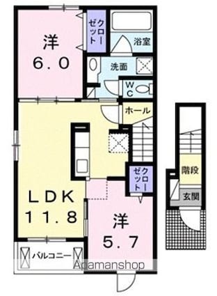 エーリ・フノマージュ[2LDK/56.68m2]の間取図