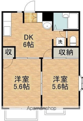 コーポラス真岡Ｂ[2DK/45m2]の間取図